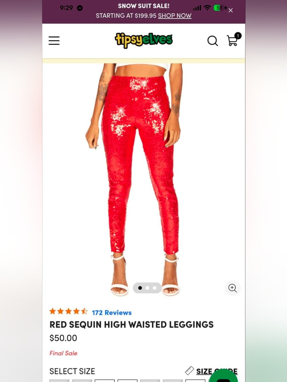 Tipsy Elves Red Sequin High-Waist Leggings